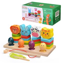 Игра логическая-Пирамидка "Милые зверята" с рыбалкой D1768