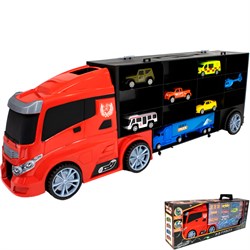 Автовоз с автотреком Young Racer MK666-06H, 7 машинок, 12 дорожных знаков, в коробке FCJ1042342