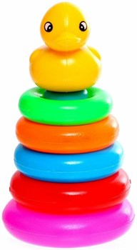 Пирамидка "Утёнок" 19 см (6 колечек) в сетке 137-6