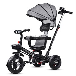 Велосипед 3-х колесный, резиновые покрышки, серый 208-2