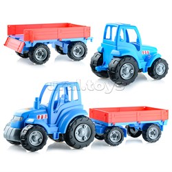 Трактор "Чемпион" (синий) с прицепом (в сеточке) 84743