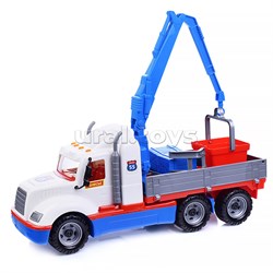 Автомобиль-кран с манипулятором "Майк" (бело-синий) (в сеточке) 94308