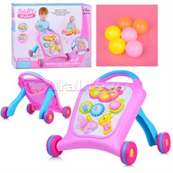 Ходунки "Милые животные" цвет розовый-голубой, свет, звук UT-8773