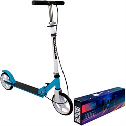 Самокат двухколесный голубой колеса 200 мм 141V-1128, макс. нагр. 100 кг, высота руля 75,5-98 см, на рост 145-195 см 141V-1128