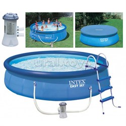 Бассейн надувной EASY SET 457*107см, фил. нас., лест-ца,под-ка,тент, DVD 26166NP INTEX UT-26166NP