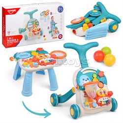 Игровой центр-Каталка "Вместе весело" голубой, на батарейках, в коробке UT-HE0828