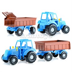 Трактор "Алтай" (синий) с прицепом №1 (в сеточке) UT-84750