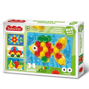 Набор ДТ Мозаика для самых маленьких Рыбка 4цв, 34 эл, BABY TOYS 03576 03576