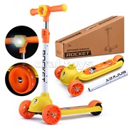 Самокат трёхколёсный ROCKET колёса световые PU, цвет желтый UT-R0112